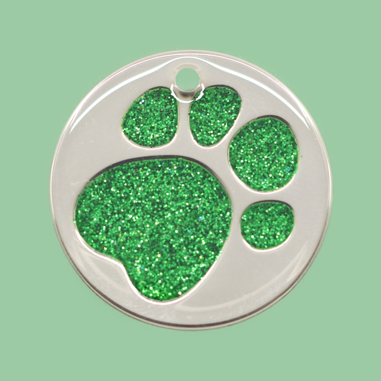 Glitter Paw Print Pet Tags (25mm, 32mm & 36mm)