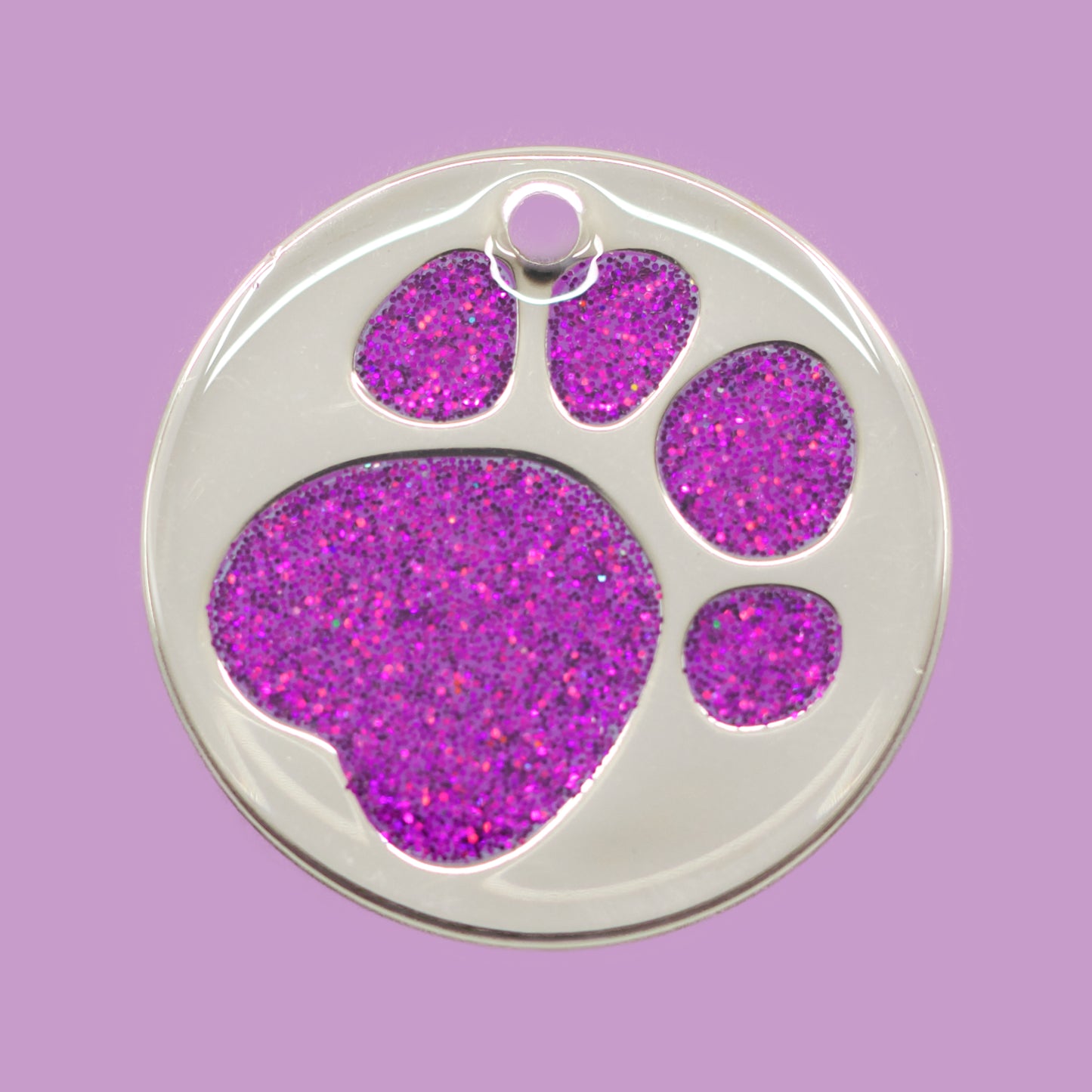 Glitter Paw Print Pet Tags (25mm, 32mm & 36mm)