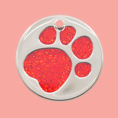 Glitter Paw Print Pet Tags (25mm, 32mm & 36mm)