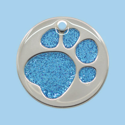 Glitter Paw Print Pet Tags (25mm, 32mm & 36mm)